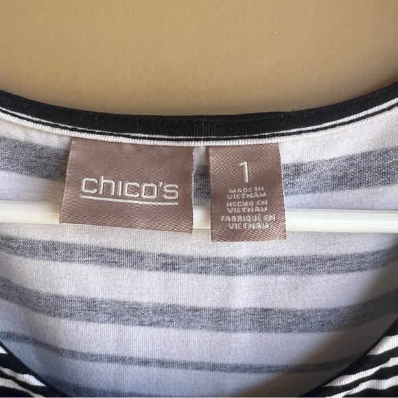 Chicos Sleeveless Maxi Dress Black White Stripes Stretch Womens SZ Medium - Picture 3 of 5